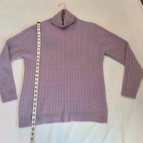 Sutton Studio Purple Cable Knit Cashmere Turtleneck/Sweater Size XL - Picture 5 of 6